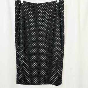 Chic Black and White Polka Dot Pencil Skirt Midi LG